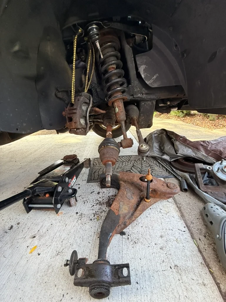 Lower control arm removed